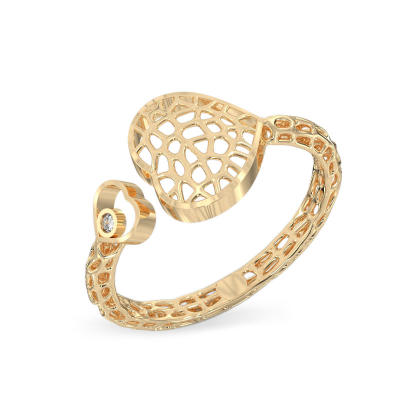 Two Hearts Yellow Gold Ring