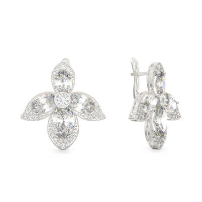 White Gold Orchid Earrings