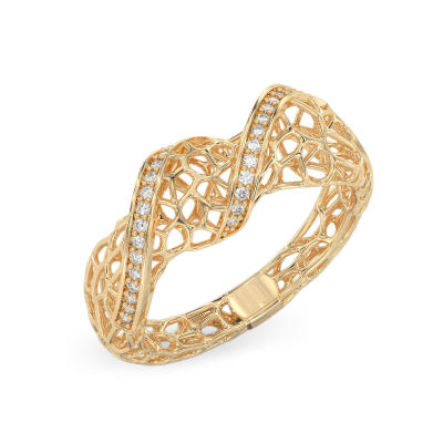 Coral 2 Waves Ring From Yellow Gold