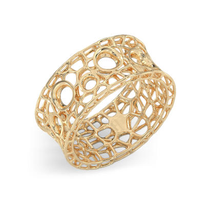 Coral Bubbles Ring From Yellow Gold