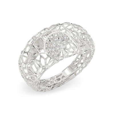 Coral Fantasy Ring From White Gold