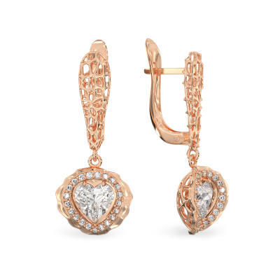 Coral Heart Rose Gold Earrings