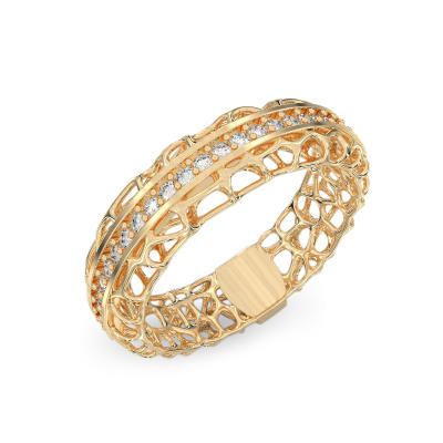 Coral Line Ring From Yellow Gold