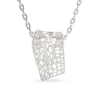 Coral Pendant With Cut-out From White Gold