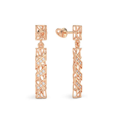 Coral Sticks With Diagonals Earrings From Rose Gold