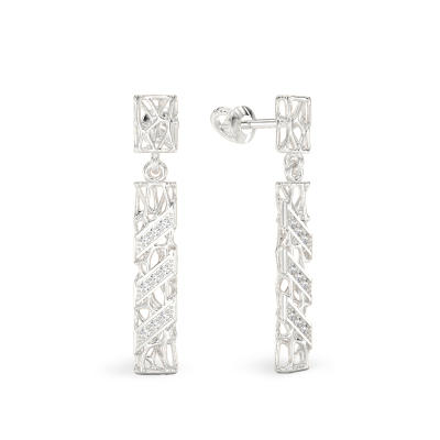 Coral Sticks With Diagonals Earrings From White Gold