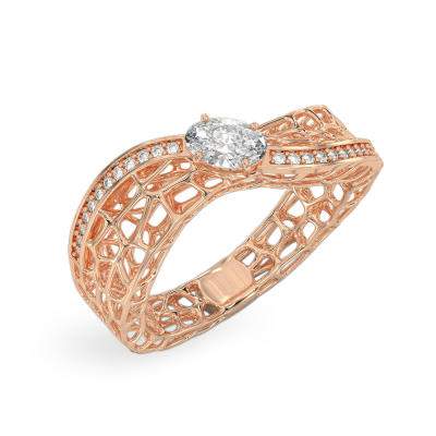 Coral Wave Ring From Rose Gold