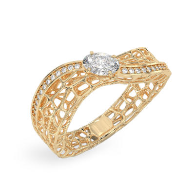 Coral Wave Ring From Yellow Gold