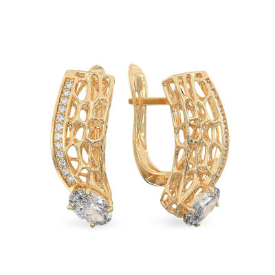 Coral Wave Yellow Gold Earrings