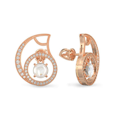 Drop With Circle Earrings From Rose Gold