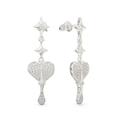 Elegant Heart Earrings From White Gold
