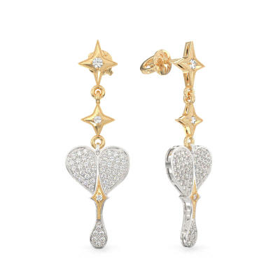 Elegant Heart Earrings From Yellow Gold