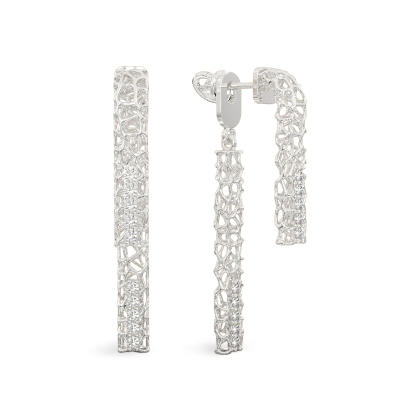Coral Double Sticks Earrings from White Gold