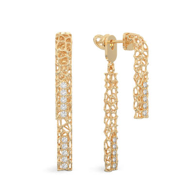 Coral Double Sticks Earrings from Yellow Gold