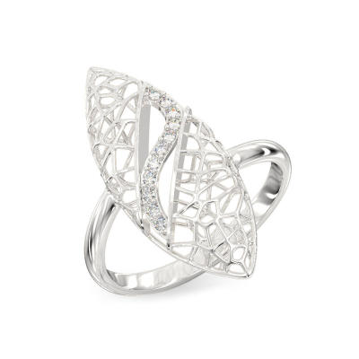 Ficus Leaf White Gold Ring