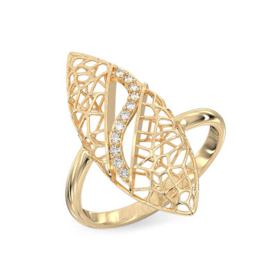 Ficus Leaf Yellow Gold Ring
