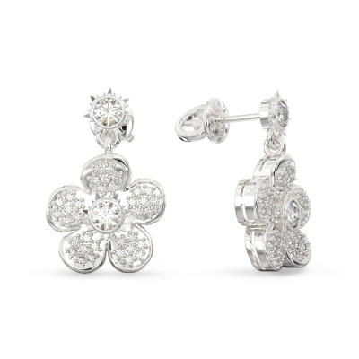 Forget-me-not Flower Earrings From White Gold