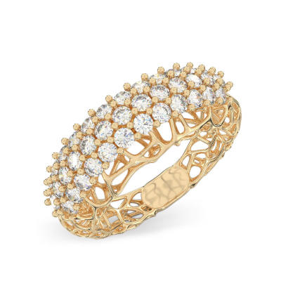 Graceful Coral Yellow Gold Ring
