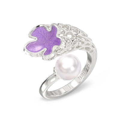 Maple Leaf Ring With Pearl From Silver