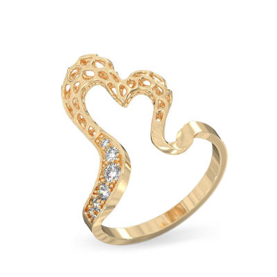 Open Heart Yellow Gold Ring
