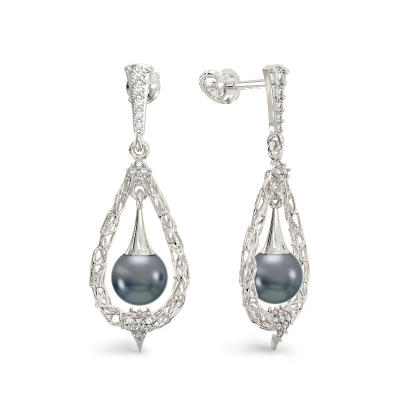 Pearl Drop Earrings from White Gold