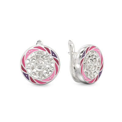 Pink Buttons Earrings From Silver