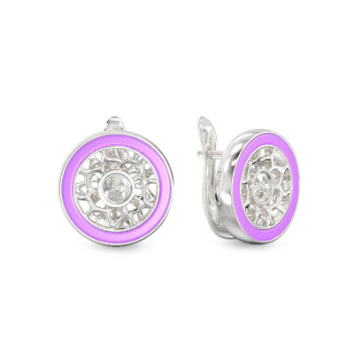 Pink Circle Buttons Earrings From Silver