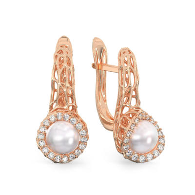 Rich Pearl Rose Gold Earrings