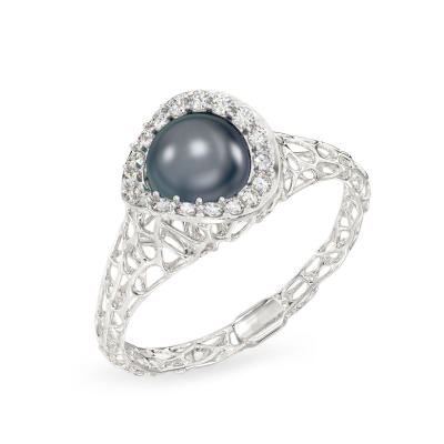 Rich Pearl White Gold Ring