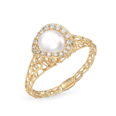 Rich Pearl Yellow Gold Ring