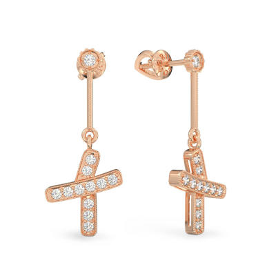 Rose Gold Big Cross Earrings