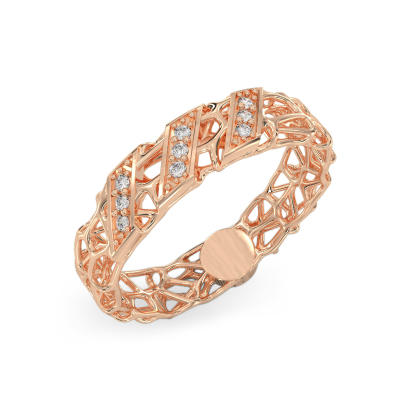 Rose Gold Coral Ring With Diagonals
