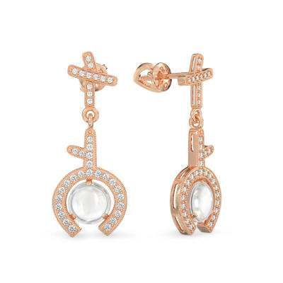 Rose Gold Earrings With Horseshoe