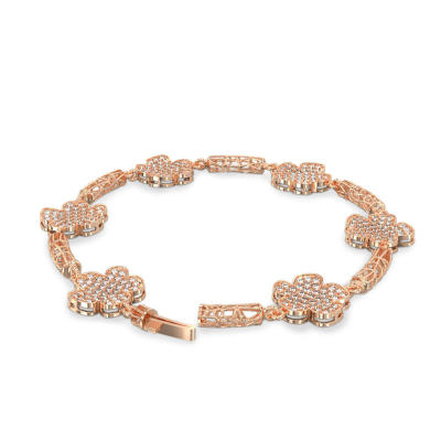 Exquisite Bracelet with Flowers from Rose Gold