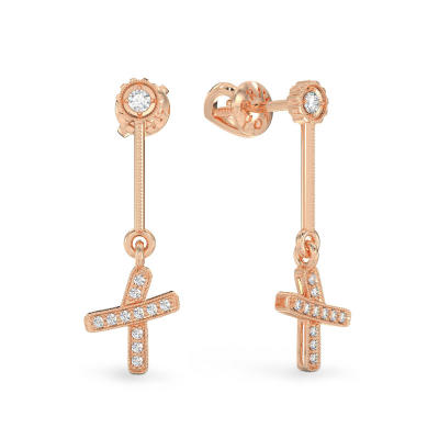 Rose Gold Small Cross Earrings