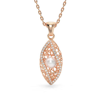 Seashell With Pearl Rose Gold Pendant