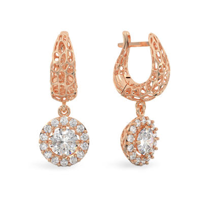 Shining Coral Rose Gold Earrings