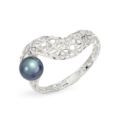 Snake with Pearl White Gold Ring