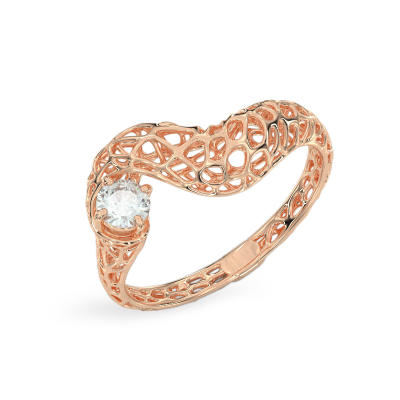 Snake with Stone Rose Gold Ring