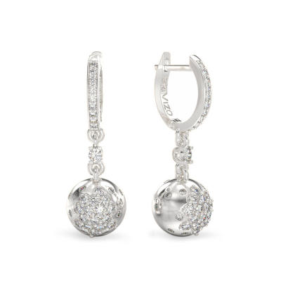 Sphere Earrings With Stones From White Gold