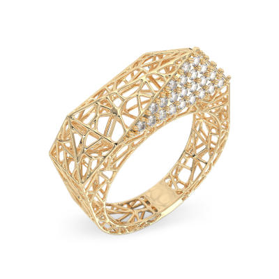 Spider Web Yellow Gold Ring