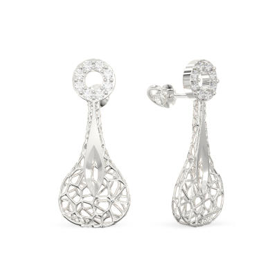 Transparent Drop White Gold Earrings