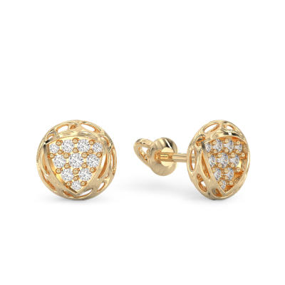 Trillion Form Yellow Gold Earrings