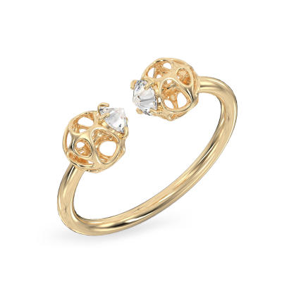 Two Balls Yellow Gold Ring