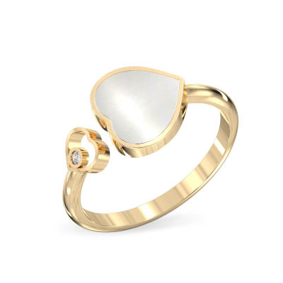 Two Hearts Yellow Gold Solid Ring