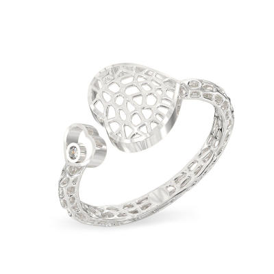 Two Hearts White Gold Ring