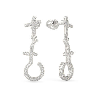 White Gold Earrings With Abstract Design