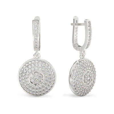 White Gold Earrings With Shining Circles
