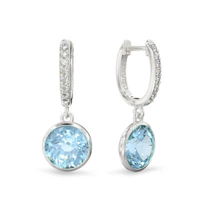 White Gold Earrings with Round Blue Topazes