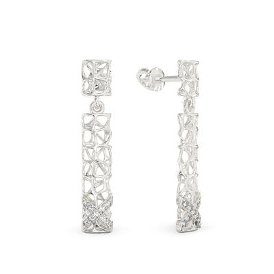 X-Coral Earrings From White Gold